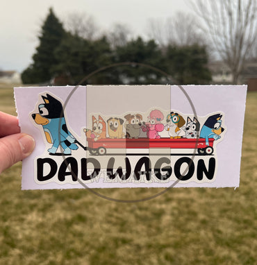 (B100) Dad Wagon With 7 Kids - Dog Family Decal / Sticker
