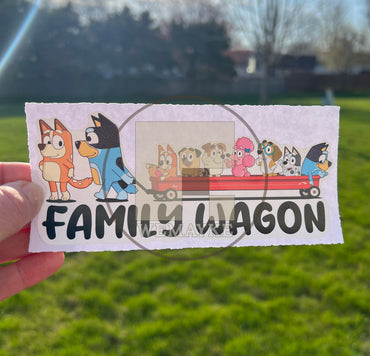 (B109) Family Wagon With 7 Kids - Dog Family Decal / Sticker
