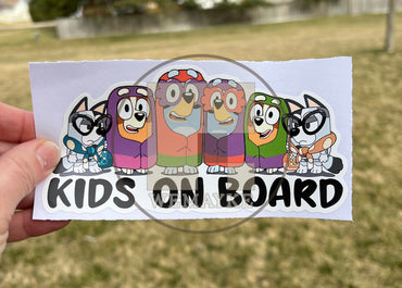 (B10) Kids on Board 6g - Dog Family Decal / Sticker