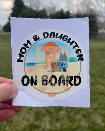 (B122) Mom & Daughter on Board - Dog Family Decal / Sticker