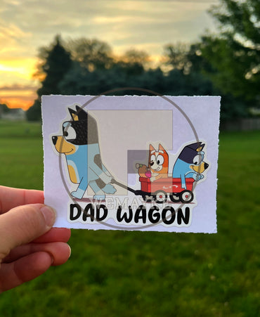 (B23) Dad Wagon of 2 - Dog Family Decal / Sticker