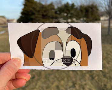 (B85) Brown Puppy Peeker - Dog Family Decal / Sticker