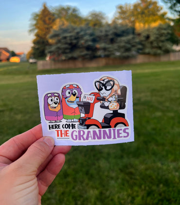 (B19) Here come the Grannies - Dog Family Decal / Sticker