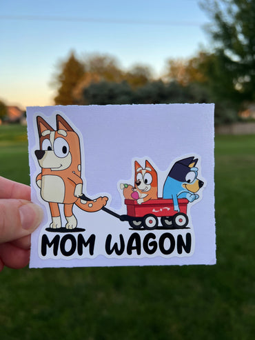 (B24) Mom Wagon of 2 - Dog Family Decal / Sticker