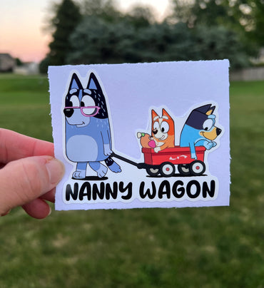 (B28) Nanny Wagon of 2 - Dog Family Decal / Sticker