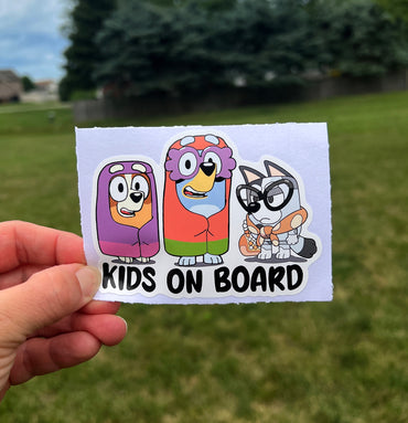 (B7) Kids on Board 3G- Dog Family Decal / Sticker
