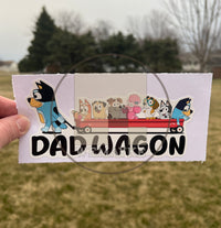 (B100) Dad Wagon With 7 Kids - Dog Family Decal / Sticker