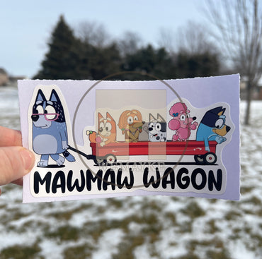 (B108) MawMaw Wagon With 5 Kids - Dog Family Decal / Sticker