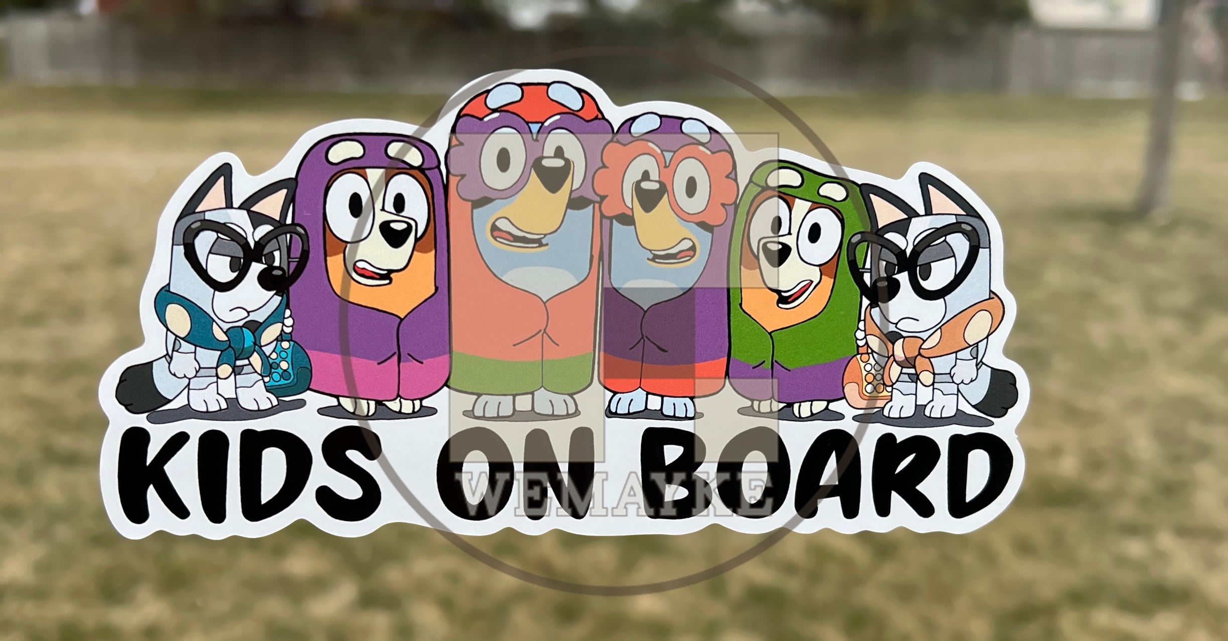 (B10) Kids on Board 6g - Dog Family Decal / Sticker