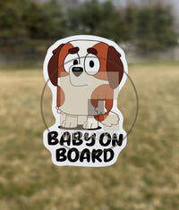 (B110) Baby on Board Brown Dog - Dog Family Decal / Sticker