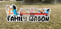 (B111) Family Wagon With 9 Kids - Dog Family Decal / Sticker
