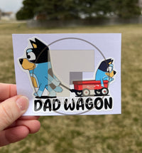 (B112) Dad Wagon With 1 Kid - Dog Family Decal / Sticker