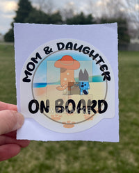 (B122) Mom & Daughter on Board - Dog Family Decal / Sticker