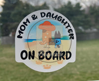 (B122) Mom & Daughter on Board - Dog Family Decal / Sticker