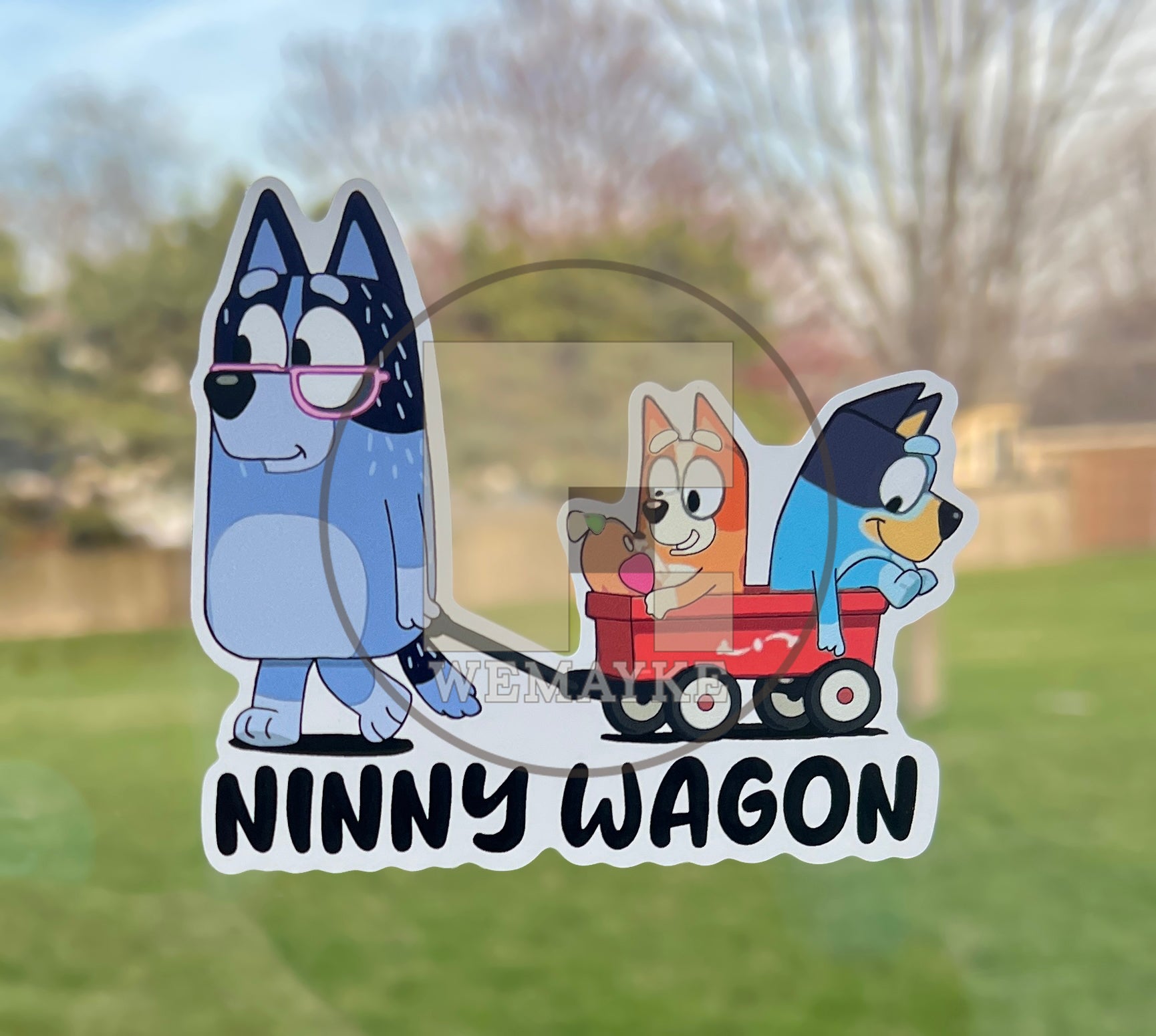 (B123) Ninny Wagon of 2 - Dog Family Decal / Sticker