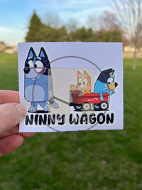 (B123) Ninny Wagon of 2 - Dog Family Decal / Sticker