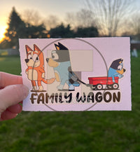 (B125) Family Wagon With 1 Kid - Dog Family Decal / Sticker