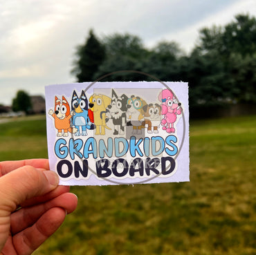 (B12) Grandkids on Board - Dog Family Decal / Sticker