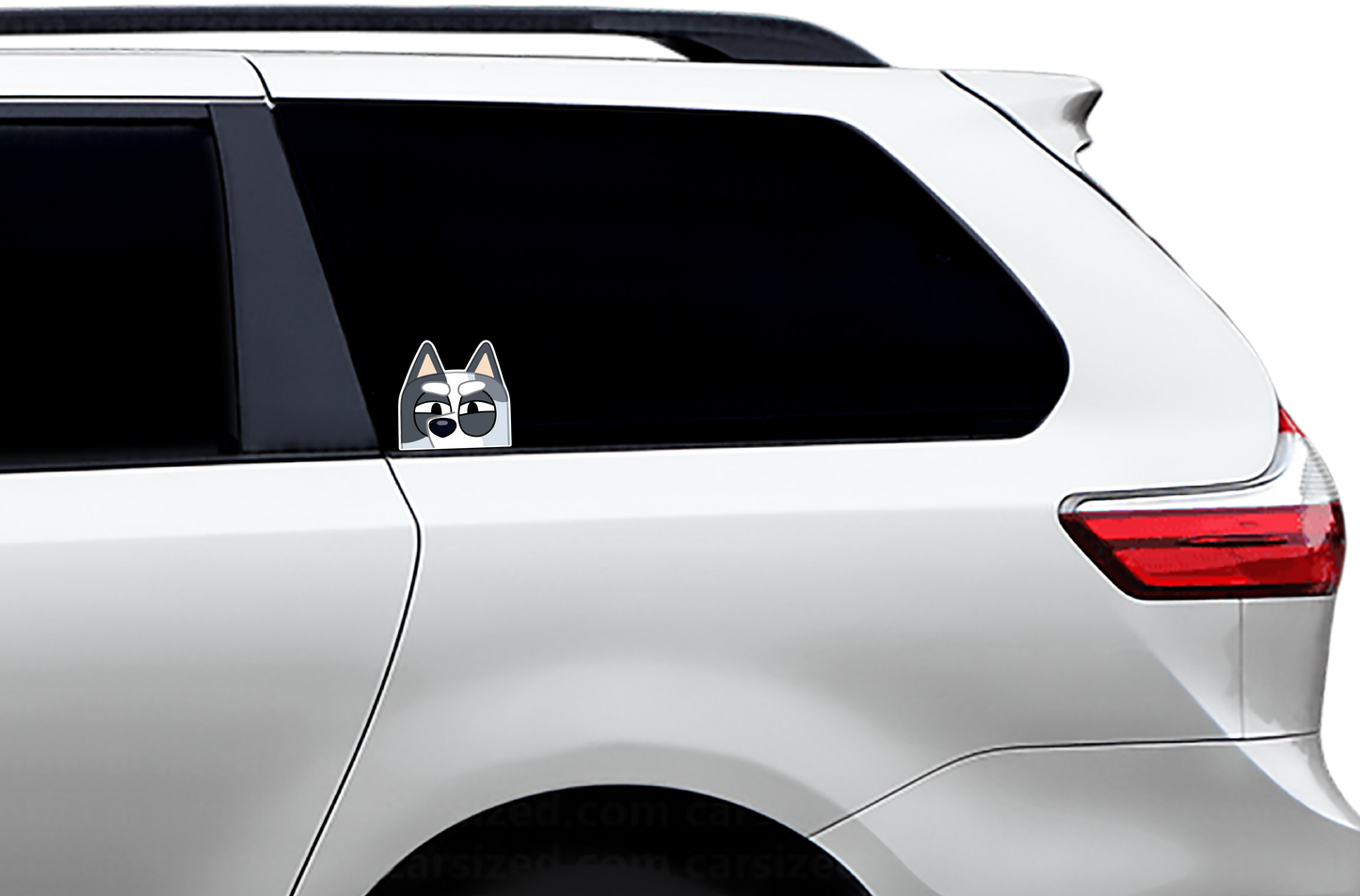 (B139) Mad Gray Puppy Peeker - Dog Family Decal / Sticker