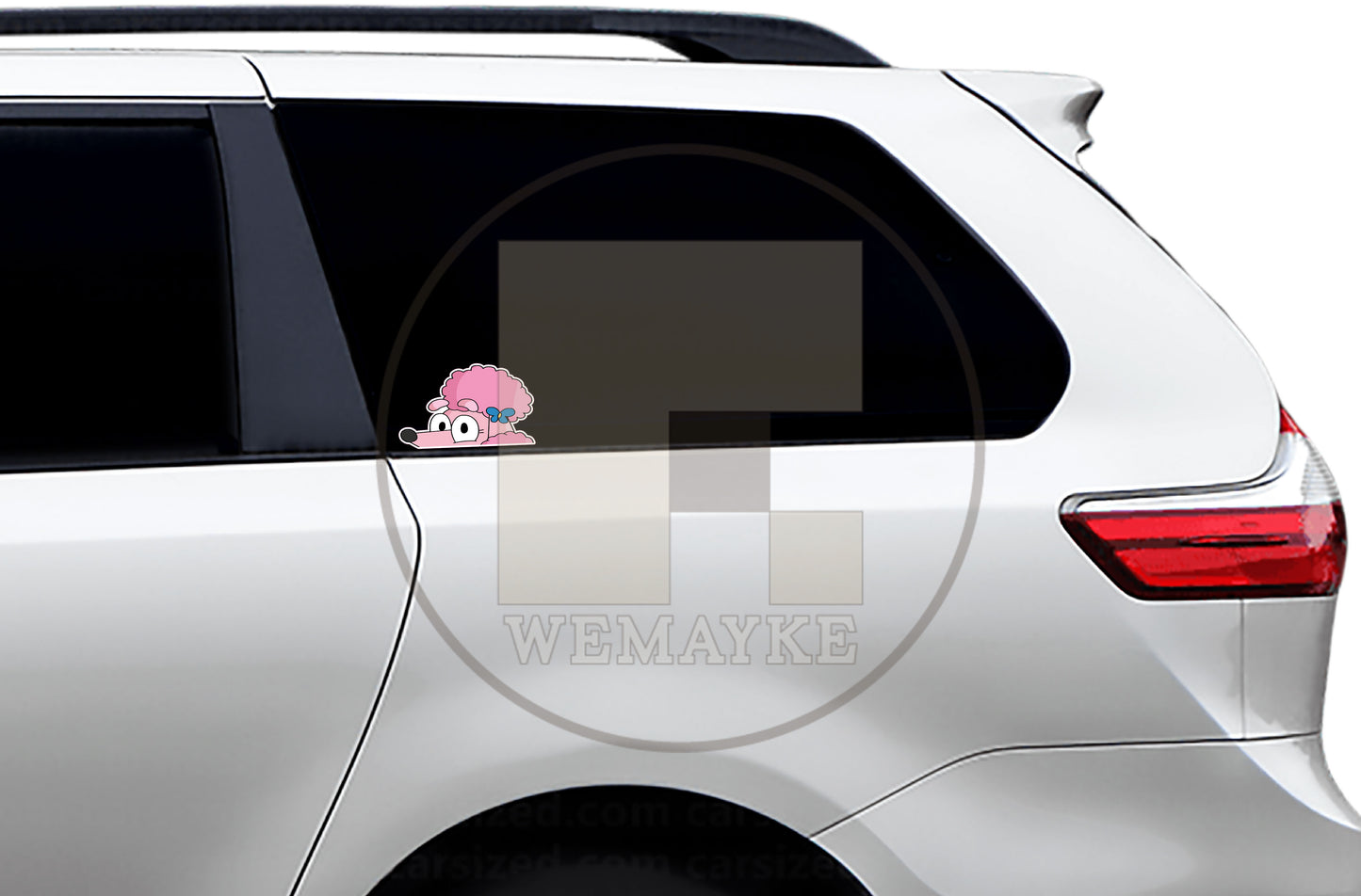 (B142) Pink Puppy Peeker - Dog Family Decal / Sticker