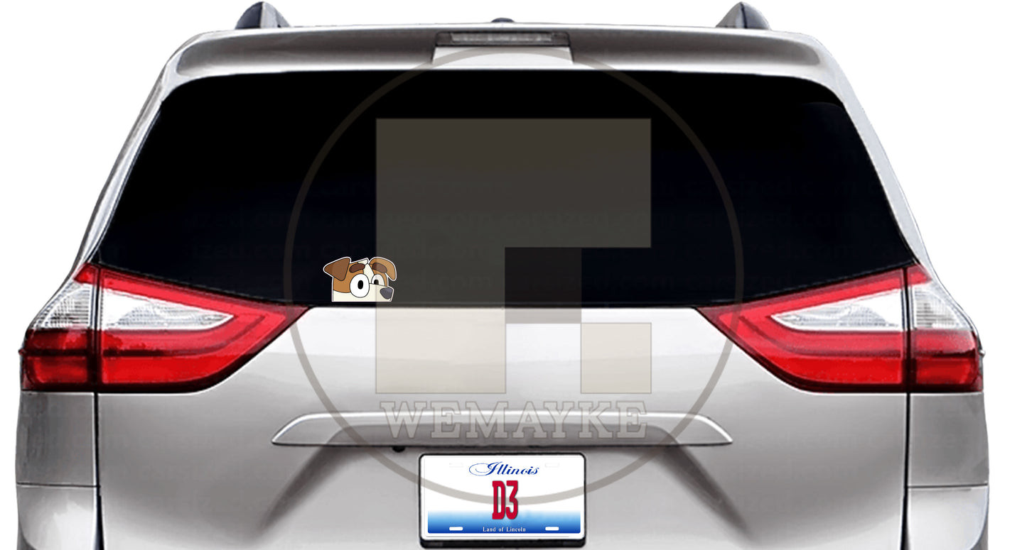 (B157) Brown & White Puppy Peeker - Dog Family Decal / Sticker