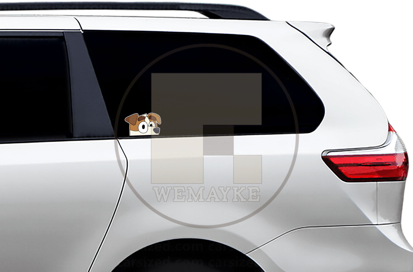 (B157) Brown & White Puppy Peeker - Dog Family Decal / Sticker