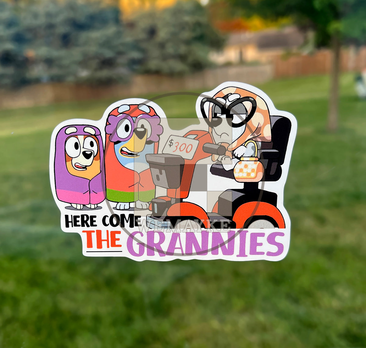 (B19) Here come the Grannies - Dog Family Decal / Sticker