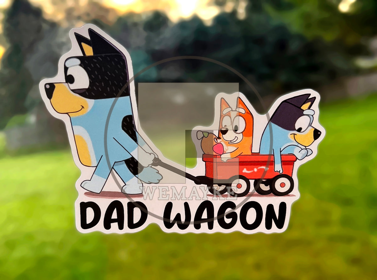 (B23) Dad Wagon of 2 - Dog Family Decal / Sticker