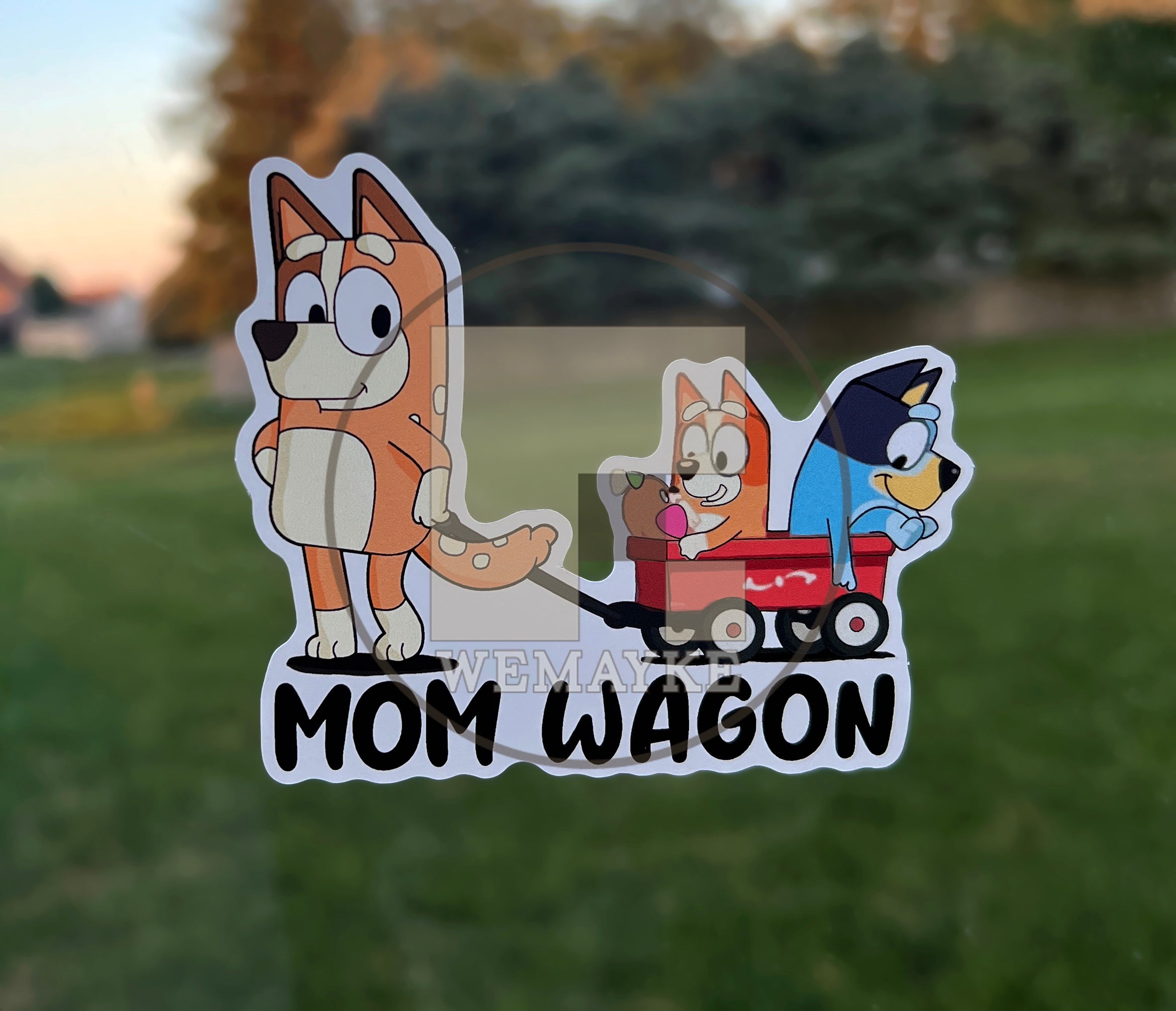 (B24) Mom Wagon of 2 - Dog Family Decal / Sticker