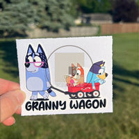 (B25) Granny Wagon of 2 - Dog Family Decal / Sticker