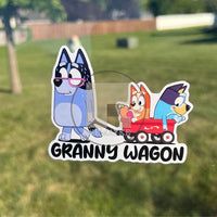(B25) Granny Wagon of 2 - Dog Family Decal / Sticker
