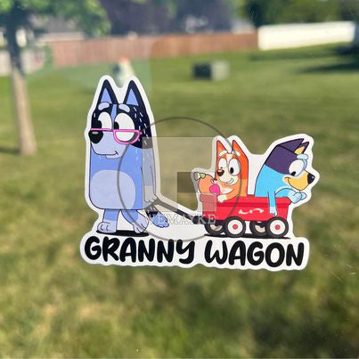 (B25) Granny Wagon of 2 - Dog Family Decal / Sticker