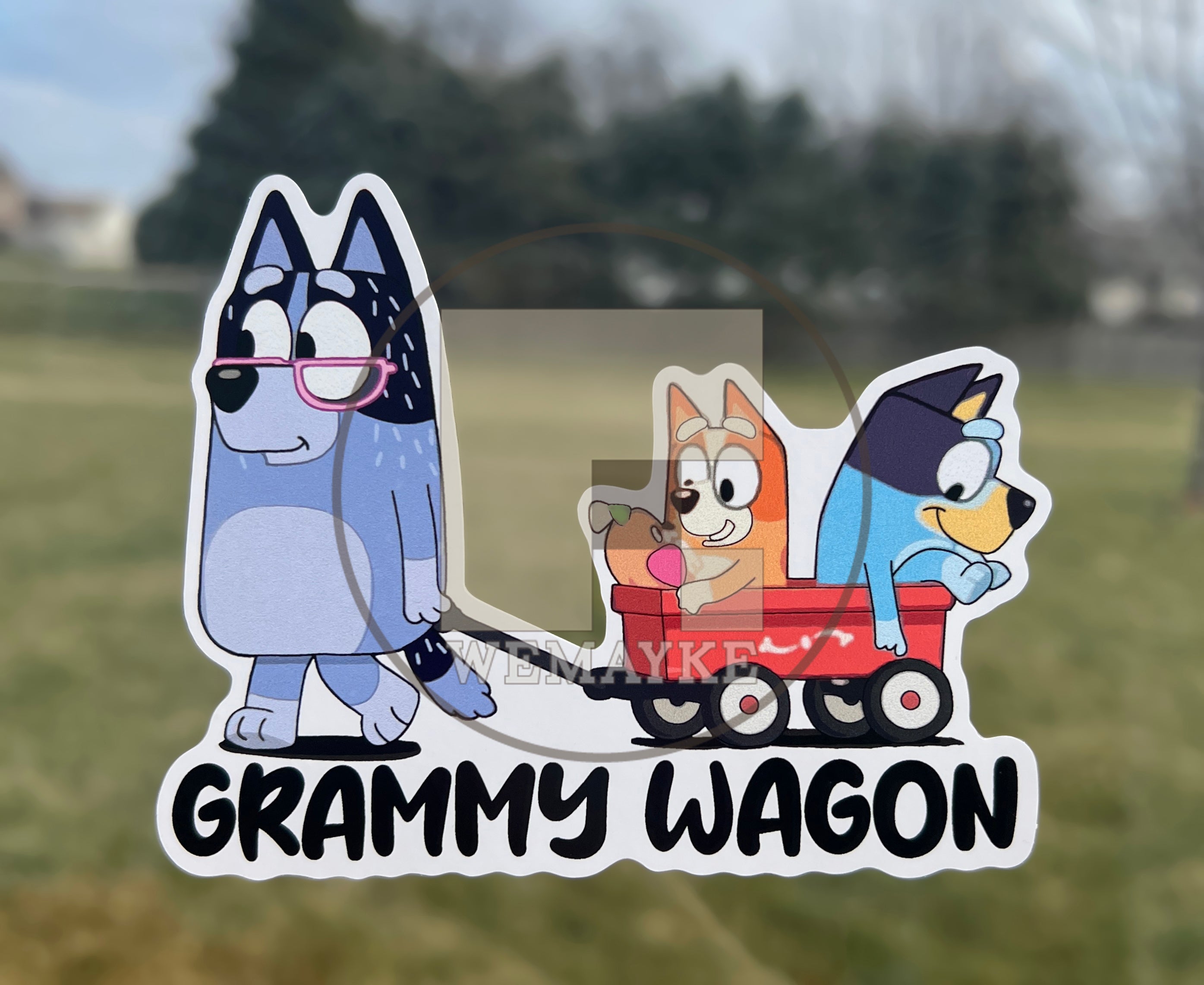 (B26) Grammy Wagon of 2 - Dog Family Decal / Sticker