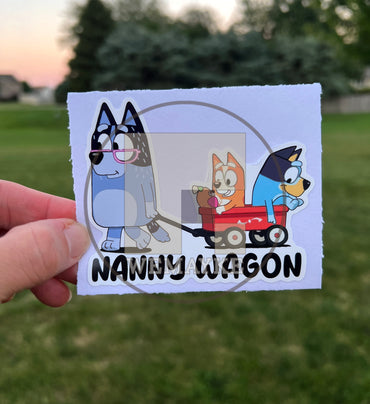 (B28) Nanny Wagon of 2 - Dog Family Decal / Sticker