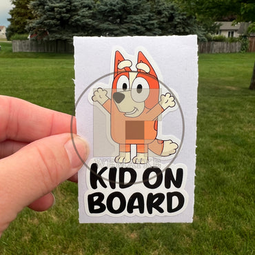 (B2) Kid on Board Orange - Dog Family Decal / Sticker