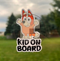 (B2) Kid on Board Orange - Dog Family Decal / Sticker