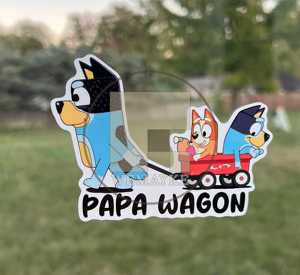 (B54) Papa Wagon of 2 - Dog Family Decal / Sticker
