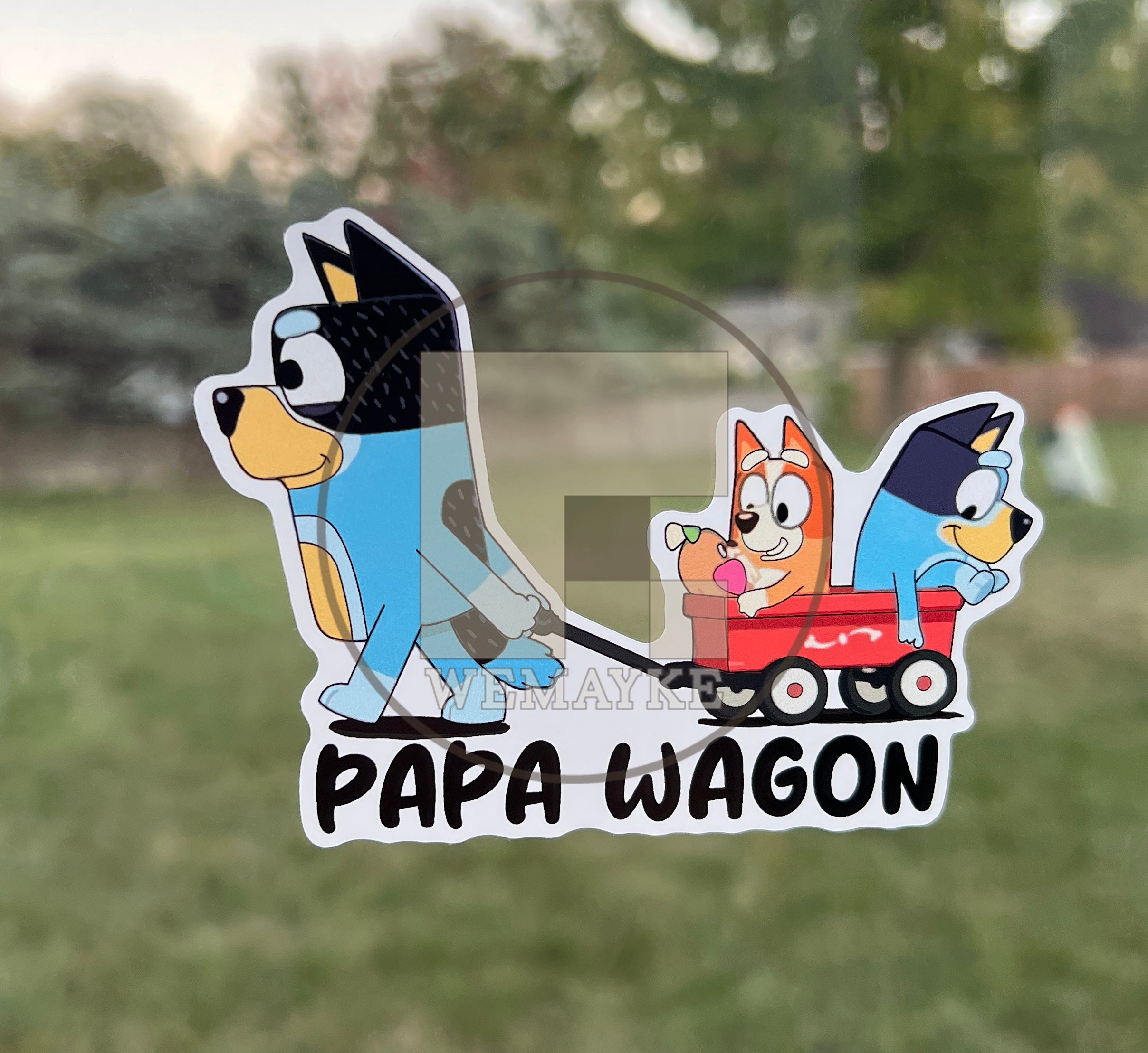 (B54) Papa Wagon of 2 - Dog Family Decal / Sticker