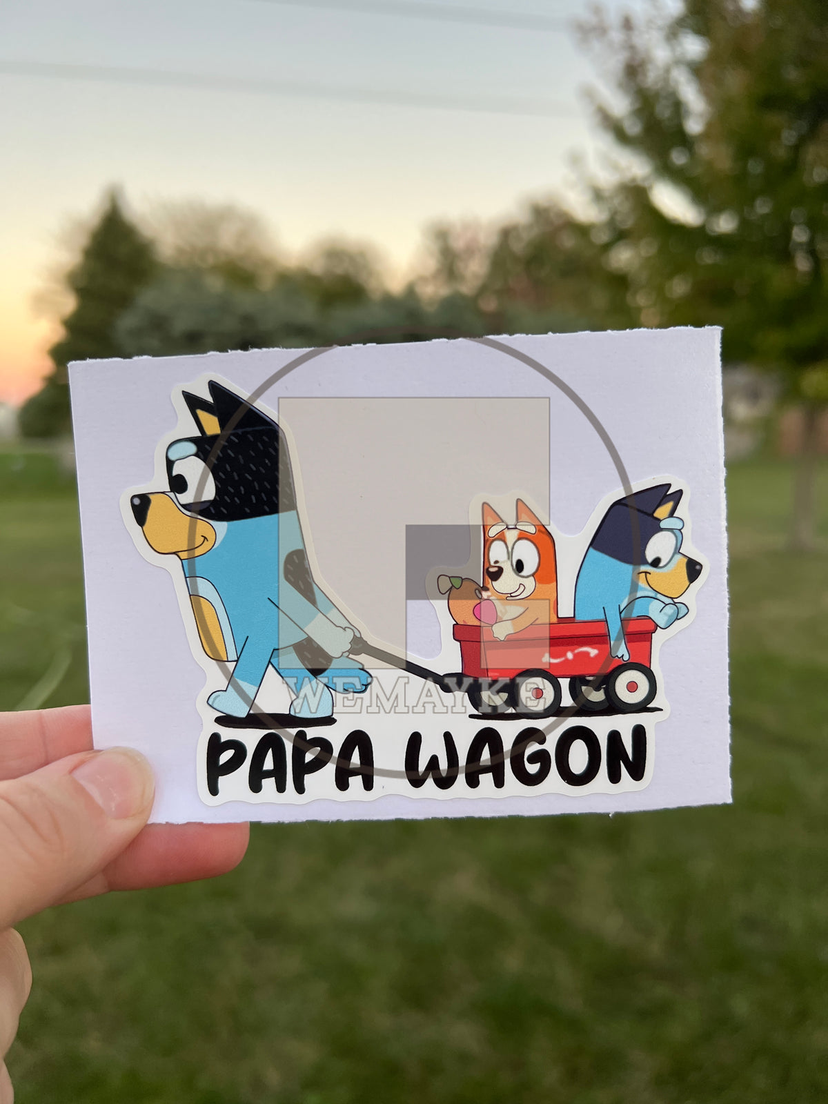 (B54) Papa Wagon of 2 - Dog Family Decal / Sticker