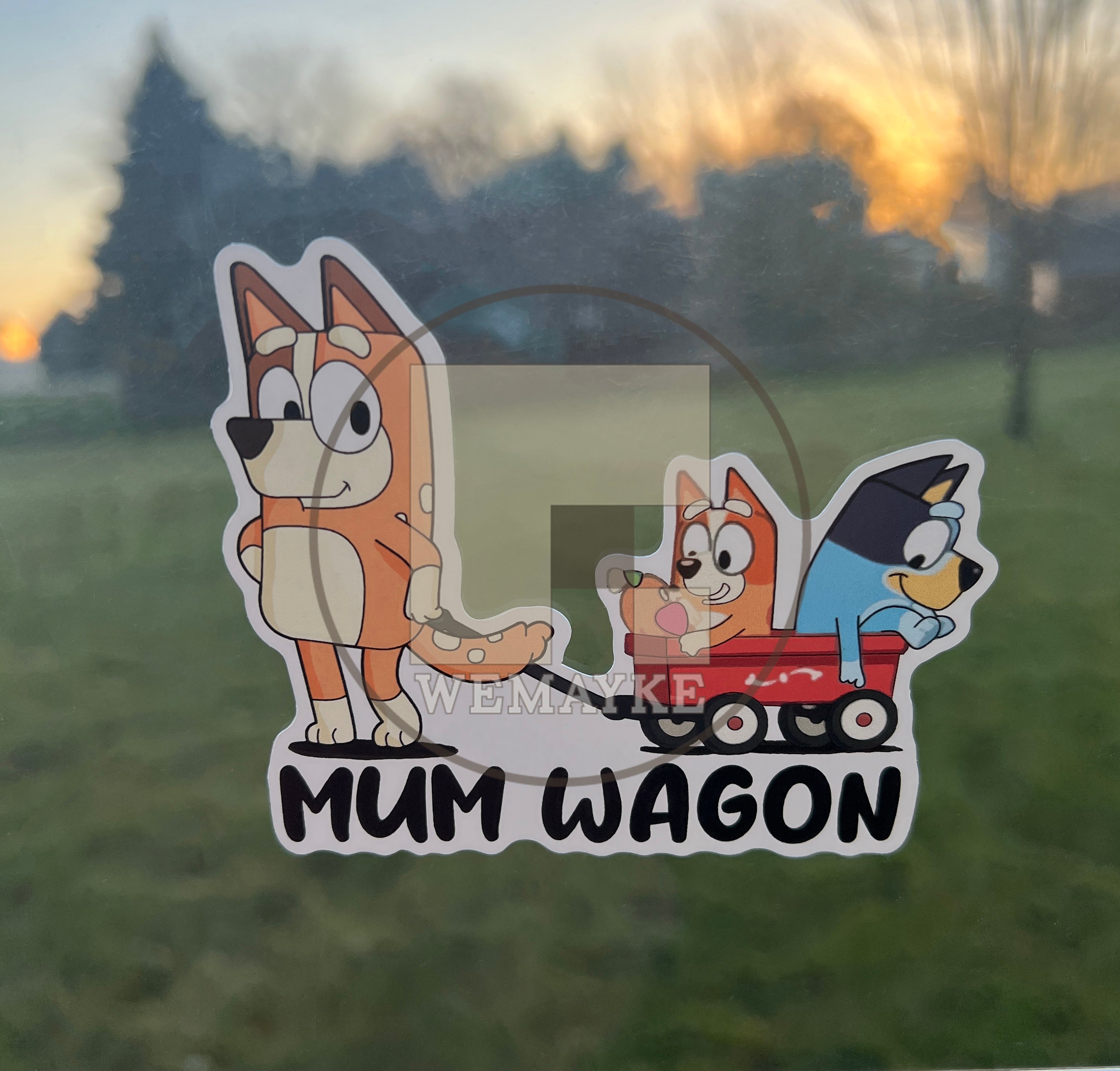 (B59) Mum Wagon of 2 - Dog Family Decal / Sticker