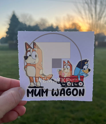 (B59) Mum Wagon of 2 - Dog Family Decal / Sticker
