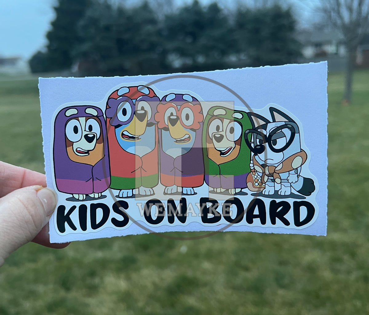 (B61) Kids on Board 5g - Dog Family Decal / Sticker