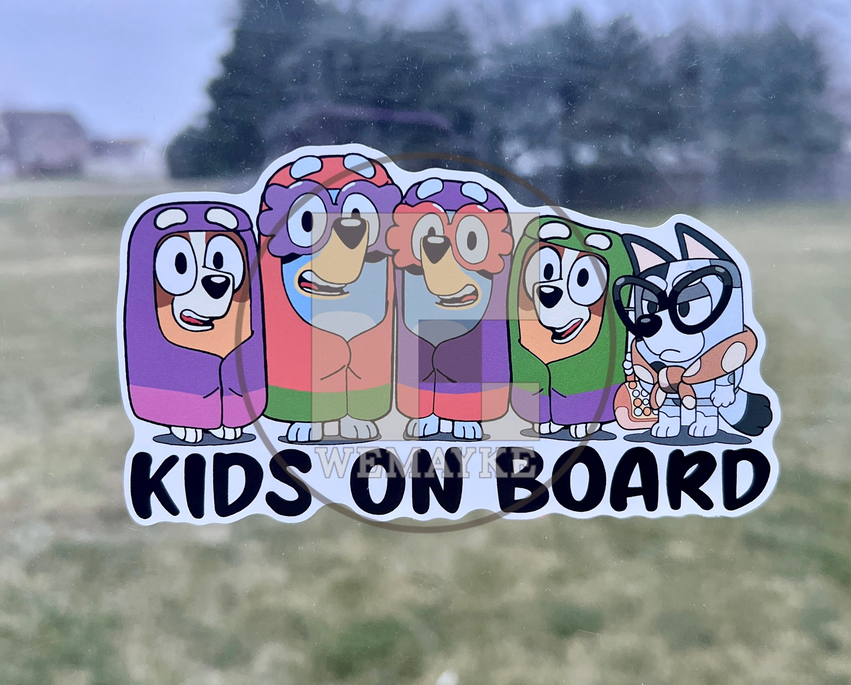(B61) Kids on Board 5g - Dog Family Decal / Sticker