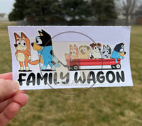 (B64) Family Wagon With 5 Kids - Dog Family Decal / Sticker