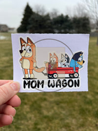 (B65) Mom Wagon With 3 Kids - Dog Family Decal / Sticker