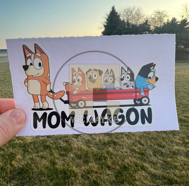 (B67) Mom Wagon With 5 Kids - Dog Family Decal / Sticker
