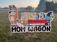 (B67) Mom Wagon With 5 Kids - Dog Family Decal / Sticker