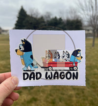 (B69) Dad Wagon With 4 Kids - Dog Family Decal / Sticker