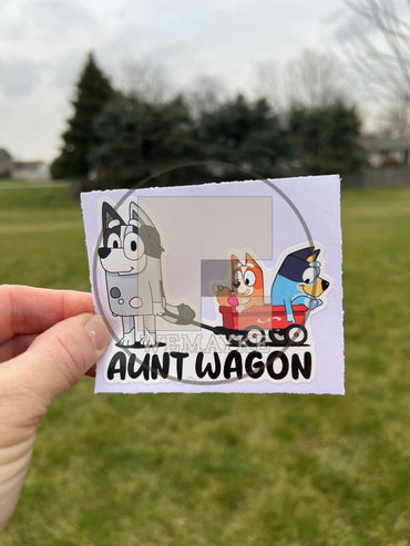 (B71) Aunt Wagon of 2 - Dog Family Decal / Sticker