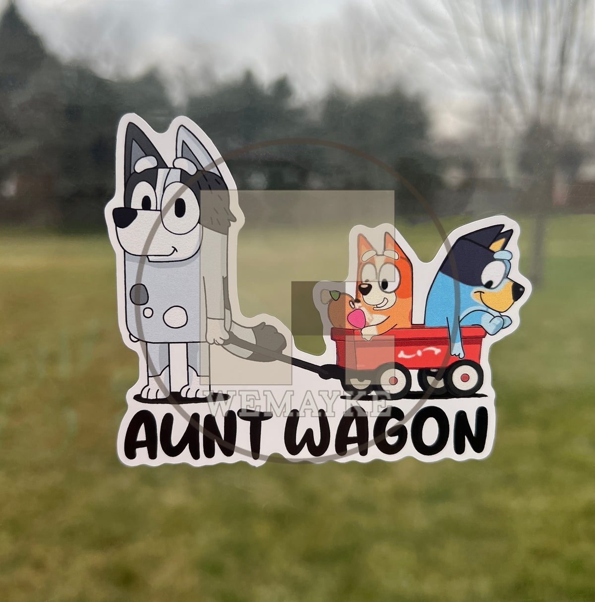 (B71) Aunt Wagon of 2 - Dog Family Decal / Sticker